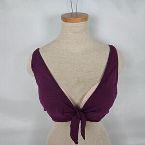 Shade & Shore Bikini Top Women's 36C Berry Twist Front Lined Adjust Straps NWT